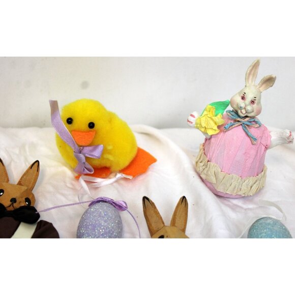 Lotte Sievers Hahn Bunnies Hand Carve Basal Wood Family 11pc Set Germany Flaws - Picture 5 of 12